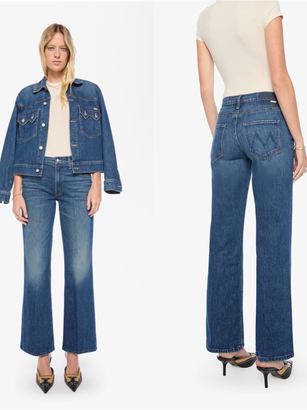 MOTHER The Bookie Sneak WashBuckaroo Classic Blue Womens Denim Jeans